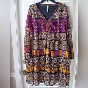 NY Collection Boho Long Sleeve Dress
